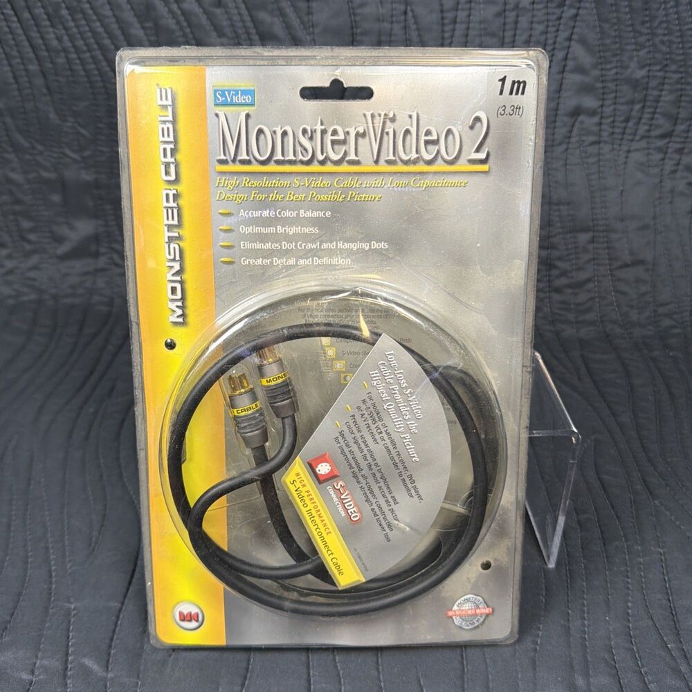 Monster Cable MonsterVideo 2 MVS2-1M S-Video Cable 3.3 ft New Sealed NOS